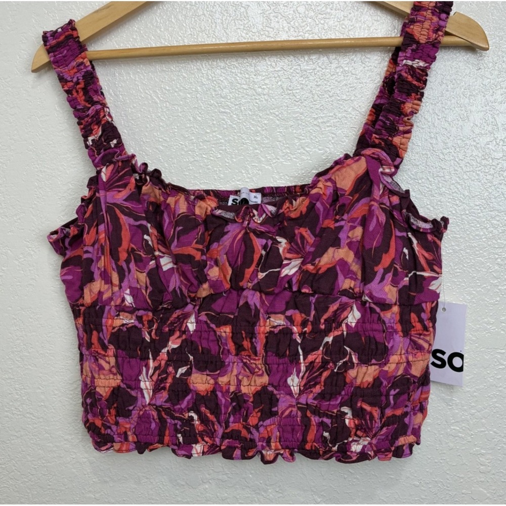 SO Drifter Smocked Tank Crop Top Y2K Festival BOHO‎ Hippie New With Tags Size XL